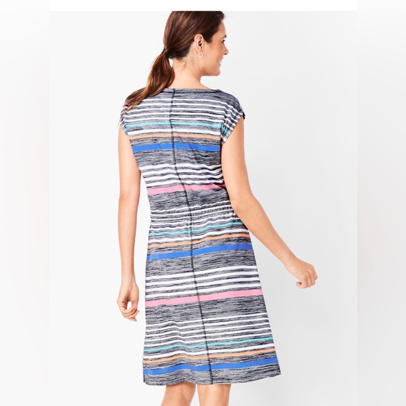 MULTI-COLOR STRIPE SHIFT DRESS - Picture 6 of 6
